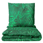 Voodipesu komplekt "Fern". Voodipesu komplektid 140x200, 140x200 cm, 150x200 cm, 160x200 cm, 180x200 cm, 200x200 cm, 200x220 cm, 220x240 cm. Luksuslik tumeroheline voodipesu ülisuure sõnajalgade mustriga, mis annab siseruumides looduse hõngu.