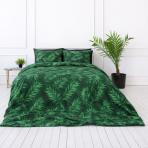 Voodipesu komplekt "Fern". Voodipesu koos taimedega, 140x200 cm, 150x200 cm, 160x200 cm, 180x200 cm, 200x200 cm, 200x220 cm. Voodipesu komplekt, millel on silmapaistev sõnajalgade muster sügavrohelisel taustal.