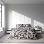 Voodipesu komplekt "Floret". Voodipesu komplektid 140x200, 140x200 cm, 160x200 cm, 200x200 cm, 200x220 cm, 220x240 cm. Stiilne tumehall voodipesu komplekt, millel on pruunikas lillemotiivid.