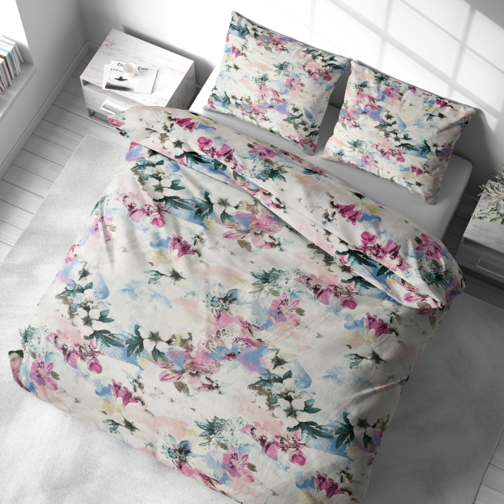 Voodipesu komplekt "Flowery Mosaic". Voodipesu komplektid 140x200, 140x200 cm, 200x200 cm, 200x220 cm. Voodikomplekt erksate lillemustritega, luues värske ja valguse atmosfääri.