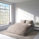 Voodipesu komplekt "Gray morn". Hotelli voodipesu, 140x200 cm, 200x200 cm, 200x220 cm. Elegantne beežikas hall voodipesukomplekt, mis sobib ideaalselt hubase ja stiilse magamistoa sisustuse jaoks, sulandudes sujuvalt mis tahes värvilahendusega.