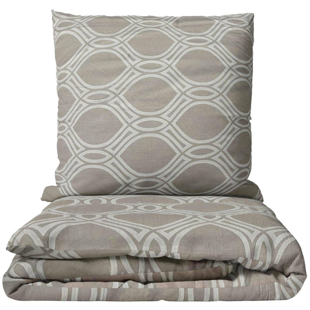 Voodipesu komplekt "Grey Orbit". Mustriline voodipesu, 140x200 cm, 150x200 cm, 160x200 cm, 180x200 cm, 200x200 cm, 200x220 cm, 220x240 cm. Hall voodipesukomplekt õrna geomeetrilise mustriga.