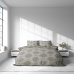 Voodipesu komplekt "Grey Orbit". Mustriline voodipesu, 140x200 cm, 150x200 cm, 160x200 cm, 180x200 cm, 200x200 cm, 200x220 cm, 220x240 cm. Elegantne hall voodipesukomplekt sümmeetrilise ornamendiga.