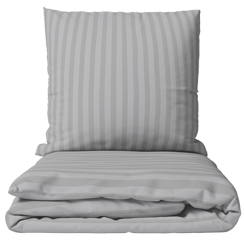 Voodipesu komplekt "Grey Stripes". Voodipesu komplektid 140x200, 140x200 cm, 160x200 cm, 200x200 cm, 200x220 cm. Hall voodipesukomplekt peene triibumustriga, mis annab teie magamistoale kaasaegse ja elegantse ilme.