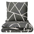 Voodipesu komplekt "Infiniel". Voodipesu komplektid 140x200, 140x200 cm, 160x200 cm, 200x200 cm, 200x220 cm, 220x240 cm. Tumehall voodipesu komplekt, mille valged jooned ristuvad erinevates suundades, luues moodsa ja rafineeritud välimuse.