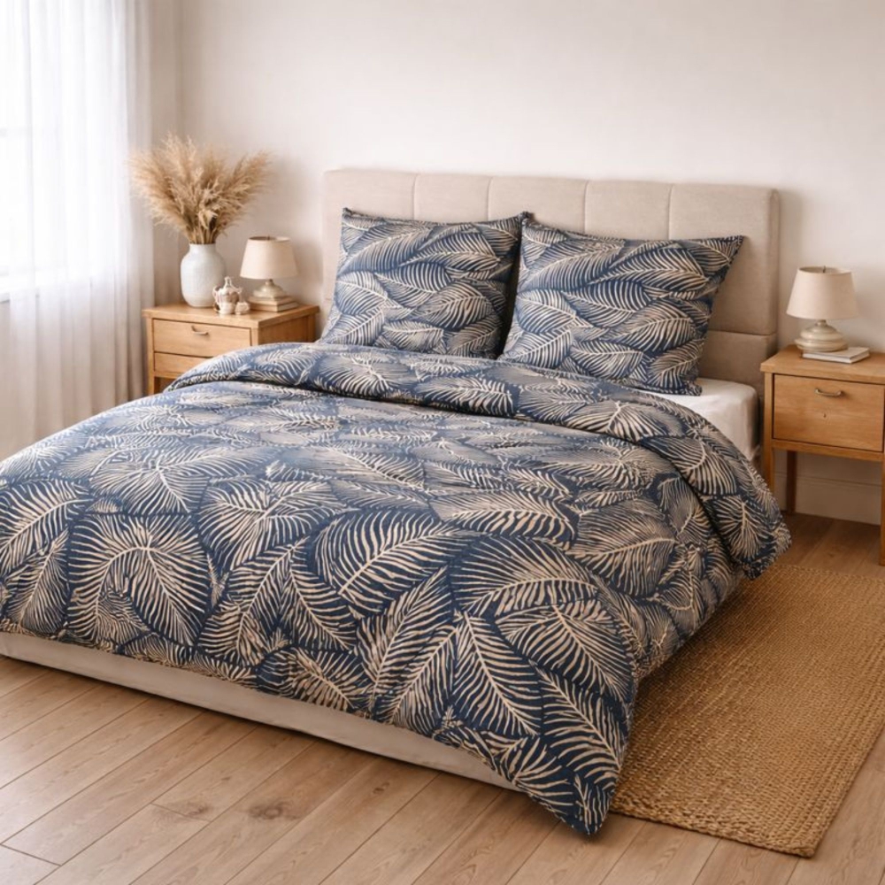 Voodipesu komplekt "Infinite Calm". Roheline voodipesu, 140x200 cm, 150x200 cm, 160x200 cm, 180x200 cm, 200x200 cm, 200x220 cm, 220x240 cm. Rohelise lehemustriga voodipesukomplekt, mis loob magamistoas loomuliku ja rahuliku õhkkonna