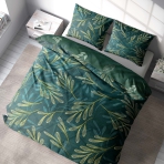 Voodipesu komplekt "Laurel". Voodipesu komplektid 140x200, 140x200 cm, 200x200 cm, 200x220 cm. Parandage oma magamisruumi selle lopsaka tumerohelise voodipesu komplektiga, mis on kaunistatud botaaniliste motiividega.