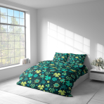 Voodipesu komplekt "Lucky Leaf". Voodipesu komplektid 140x200, 140x200 cm, 160x200 cm, 200x200 cm, 200x220 cm, 220x240 cm. Lopsakas tumesinine voodipesukomplekt mänguliste ristikute kujundusega, ideaalne hubase ja kutsuva atmosfääri loomiseks teie ruumis.