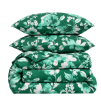 Voodipesu komplekt "Lush Green". Roheline voodipesu, 140x200 cm, 150x210 cm, 160x200 cm, 180x200 cm, 200x200 cm, 200x220 cm, 220x240 cm. Roheline taust valgete lilledega – suurepärane valik, mis toob värskuse ja elu voodisse.