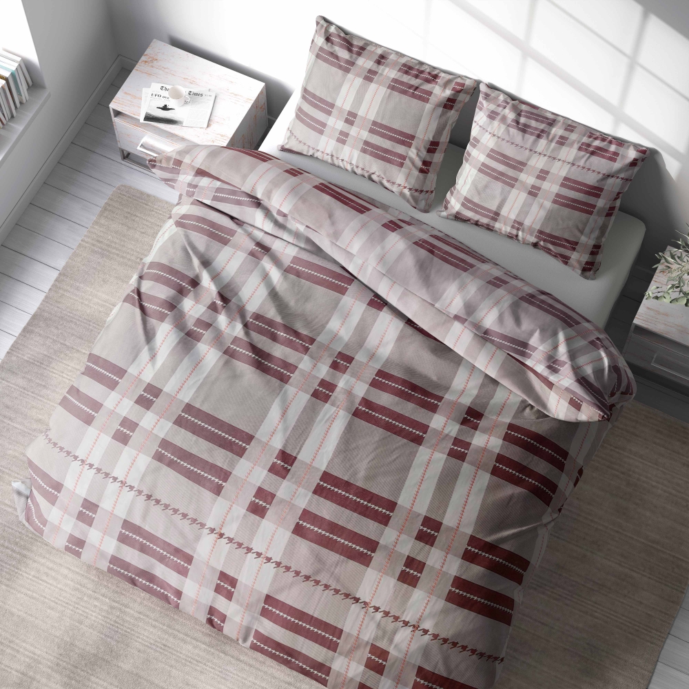 Voodipesu komplekt "Majesty". Voodipesu komplektid 160x200, 140x200 cm, 150x200 cm, 160x200 cm, 180x200 cm, 200x200 cm, 200x220 cm. Ruudulise mustriga pruunikas toonis hubane voodipesukomplekt, mis ühendab endas stiili ja mugavuse, et luua täiuslik magamistoa sisustus.