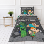 Laste voodipesu komplekt "Minecraft". Puuvillane voodipesu, 135x200 cm. Minecrafti voodipesu roheliste tegelaste ja hallide plokkide mustriga. Laste voodipesu komplekt "Minecraft". Puuvillane voodipesu, 135x200 cm. Minecrafti voodipesu roheliste tegelaste ja hallide plokkide mustriga.