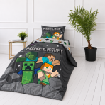 Laste voodipesu komplekt "Minecraft". Puuvillane voodipesu, 135x200 cm. Must ja hall voodipesu minecrafti kirja ning türkiissiniste ja oranžide aktsentidega. Laste voodipesu komplekt "Minecraft". Puuvillane voodipesu, 135x200 cm. Must ja hall voodipesu minecrafti kirja ning türkiissiniste ja oranžide aktsentidega.