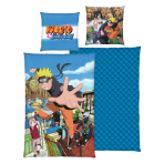 Laste voodipesu komplekt "Naruto". Puuvillane voodipesu, 135x200 cm. Sinine voodipesukomplekt naruto tegelaste ja värvilise külavaatega.