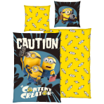 Voodipesu komplekt "Minions". Puuvillane voodipesu, 135x200 cm. Kollane minionsi voodipesudisain väikeste minionide silmade motiividega