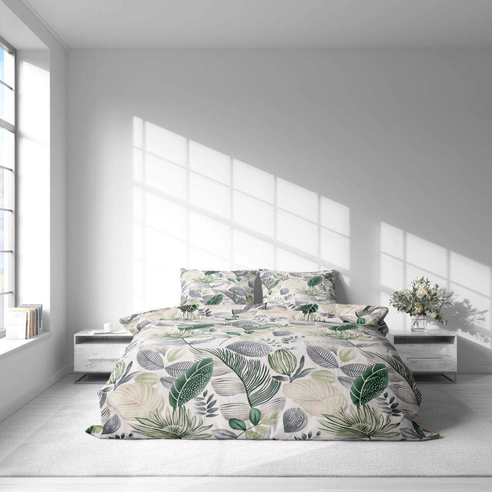 Voodipesu komplekt "Natural Emporium". Voodipesu komplektid 140x200, 140x200 cm, 200x200 cm, 200x220 cm. Voodikomplekt pehmete taimede mustritega heledates rohelistes ja pruuni toonides.