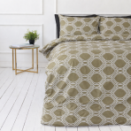 Voodipesu komplekt "Olive Orbit". Roheline voodipesu, 140x200 cm, 150x200 cm, 160x200 cm, 180x200 cm, 200x200 cm, 200x220 cm, 220x240 cm. Voodipesu põimunud joonte mustriga oliivirohelisel taustal Voodipesu komplekt "Olive Orbit". Roheline voodipesu, 140x200 cm, 150x200 cm, 160x200 cm, 180x200 cm, 200x200 cm, 200x220 cm, 220x240 cm. Voodipesu põimunud joonte mustriga oliivirohelisel taustal
