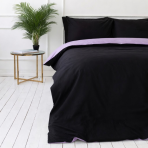 Voodipesu komplekt "Ozai Orchid". Lilla voodipesu, 140x200 cm, 150x200 cm, 160x200 cm, 180x200 cm, 200x200 cm, 200x220 cm, 220x240 cm. Moodne kahepoolne voodipesukomplekt musta lavendli aktsendiga.