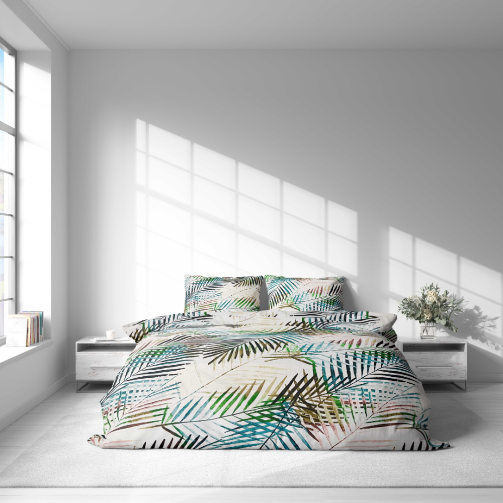 Voodipesu komplekt "Pastel Serenade". Voodipesu komplektid 140x200, 140x200 cm, 160x200 cm, 200x200 cm, 200x220 cm, 220x240 cm. Heledas valges värvitoonis voodipesukomplekt, millel on peened, õhukesed värvilised lehed, ideaalne mängulise, kuid elegantse aktsendi lisamiseks teie ruumi.