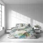 Voodipesu komplekt "Pastel Serenade". Voodipesu komplektid 140x200, 140x200 cm, 160x200 cm, 200x200 cm, 200x220 cm, 220x240 cm. Heledas valges värvitoonis voodipesukomplekt, millel on peened, õhukesed värvilised lehed, ideaalne mängulise, kuid elegantse aktsendi lisamiseks teie ruumi.