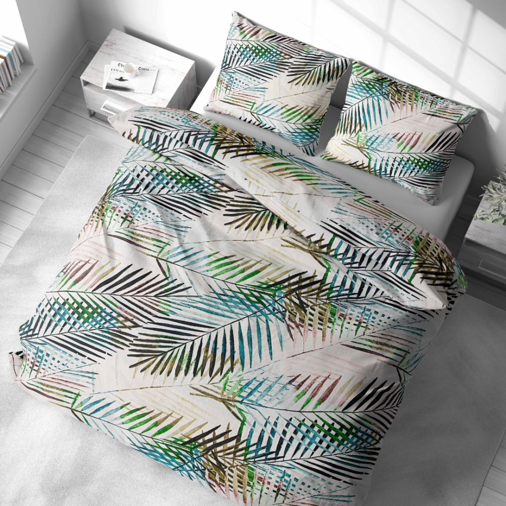Voodipesu komplekt "Pastel Serenade". Voodipesu komplektid 140x200, 140x200 cm, 160x200 cm, 200x200 cm, 200x220 cm, 220x240 cm. Säravvalge voodipesukomplekt, kaunistatud armsate õhukeste värviliste lehtedega, tuues sisse värvi ja looduse puudutuse.