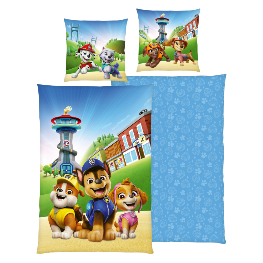 Laste voodipesu komplekt "Paw Patrol Blue". Puuvillane voodipesu, 135x200 cm. Sinine voodipesukomplekt „paw patroli“ kutsikate ja roheliste küngastega. Laste voodipesu komplekt "Paw Patrol Blue". Puuvillane voodipesu, 135x200 cm. Sinine voodipesukomplekt „paw patroli“ kutsikate ja roheliste küngastega.