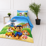 Laste voodipesu komplekt "Paw Patrol Blue". Puuvillane voodipesu, 135x200 cm. Padjapüür kutsikate, sinise taeva ja rohelise maastikuga. Laste voodipesu komplekt "Paw Patrol Blue". Puuvillane voodipesu, 135x200 cm. Padjapüür kutsikate, sinise taeva ja rohelise maastikuga.