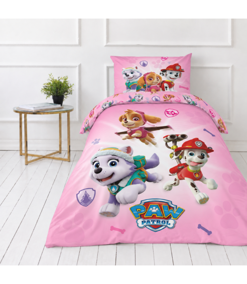 Laste voodipesu komplekt "Paw Patrol Pink". Puuvillane voodipesu