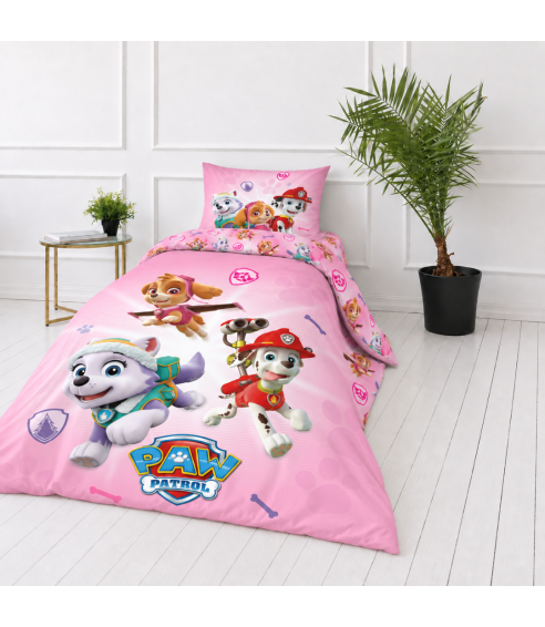 Laste voodipesu komplekt "Paw Patrol Pink". Puuvillane voodipesu