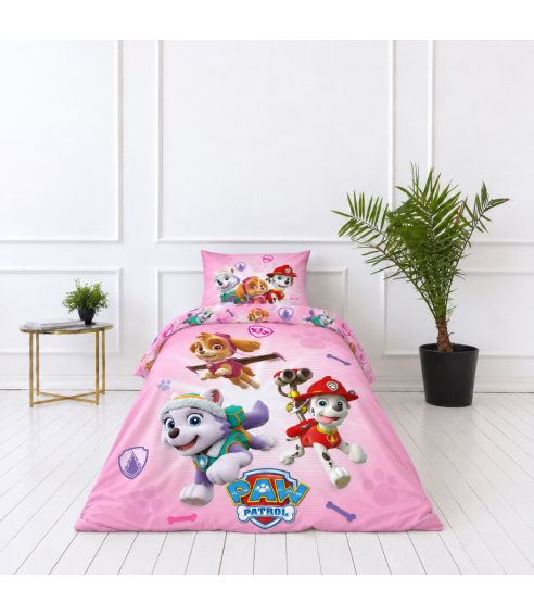 Laste voodipesu komplekt "Paw Patrol Pink". Puuvillane voodipesu