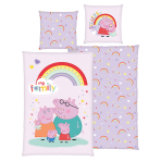 Voodipesu komplekt "Peppa Pig". Laste voodipesu, 135x200 cm. Helelilla voodipesukomplekt peppa pig pere ja vikerkaarega. Voodipesu komplekt "Peppa Pig". Laste voodipesu, 135x200 cm. Helelilla voodipesukomplekt peppa pig pere ja vikerkaarega.