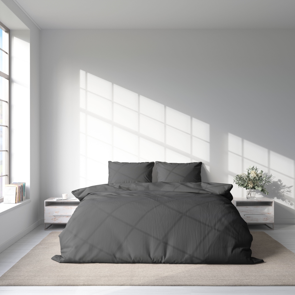 Voodipesu komplekt "Phantom". Puuvillane voodipesu, 140x200 cm, 200x200 cm, 200x220 cm. Elegantne tumehall padjapüüride komplekt