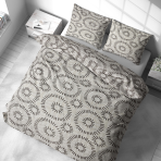 Voodipesu komplekt "Round Robin". Voodipesu komplektid 140x200, 140x200 cm, 200x200 cm, 200x220 cm. Voodikomplekt elegantsi must-valge ringikujuliste kompositsiooniga, ideaalne kaasaegses interjööris.