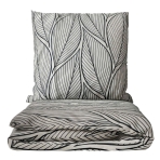 Voodipesu komplekt "Shadowleaf". Voodipesu komplektid 140x200, 140x200 cm, 200x200 cm, 200x220 cm, 220x240 cm. Hall voodipesu komplekt julge mustade ülisuurte lehtedega, mis lisab teie magamistoa sisustusele dramaatilise ja moodsa puudutuse.