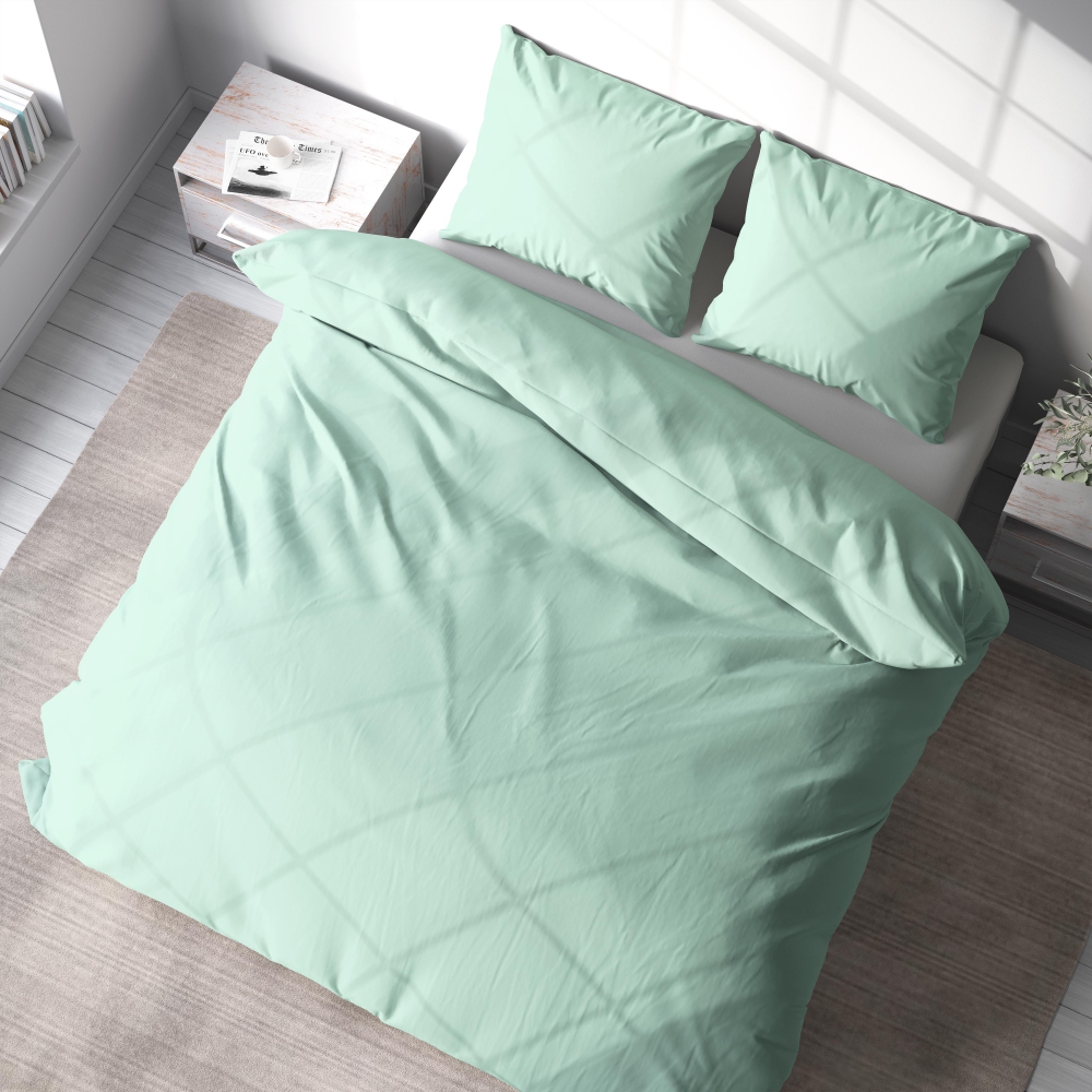Voodipesu komplekt "Spring Dew". Hotelli voodipesu, 140x200 cm, 200x200 cm, 200x220 cm, 220x240 cm. Stiilne piparmündivärviline voodipesu komplekt, mis toob teie magamistuppa rahulikkust.