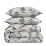 Voodipesu komplekt "Toile De Jouy Classic". Mustriline voodipesu, 140x200 cm, 200x200 cm, 200x220 cm. Voodipesukomplekt klassikalise sinise maastikumustriga hallil taustal. Voodipesu komplekt "Toile De Jouy Classic". Mustriline voodipesu, 140x200 cm, 200x200 cm, 200x220 cm. Voodipesukomplekt klassikalise sinise maastikumustriga hallil taustal.