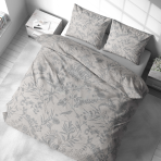 Voodipesu komplekt "Trel". Voodipesu komplektid 140x200, 140x200 cm, 200x200 cm, 200x220 cm. Rahulik hall voodipesu komplekt metsalillemustritega, mis on harmoonilises stiilis ja sobivas hallis toonis.