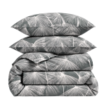 Voodipesu komplekt "Umbral Plumes". Hall voodipesu, 140x200 cm, 150x210 cm, 160x200 cm, 180x200 cm, 200x200 cm, 200x220 cm, 220x240 cm. Tumedahall voodipesukomplekt õrnade sulgede mustriga