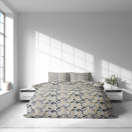Voodipesu komplekt "Vibe". Voodipesu komplektid 140x200, 140x200 cm, 200x200 cm, 200x220 cm. Kaheinimese voodipesukomplekt peene kollase ja musta geomeetrilise motiiviga.