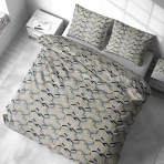 Voodipesu komplekt "Vibe". Voodipesu komplektid 140x200, 140x200 cm, 200x200 cm, 200x220 cm. Puuvillane voodipesukomplekt modernse halli, kollase ja musta geomeetrilise kompositsiooniga.