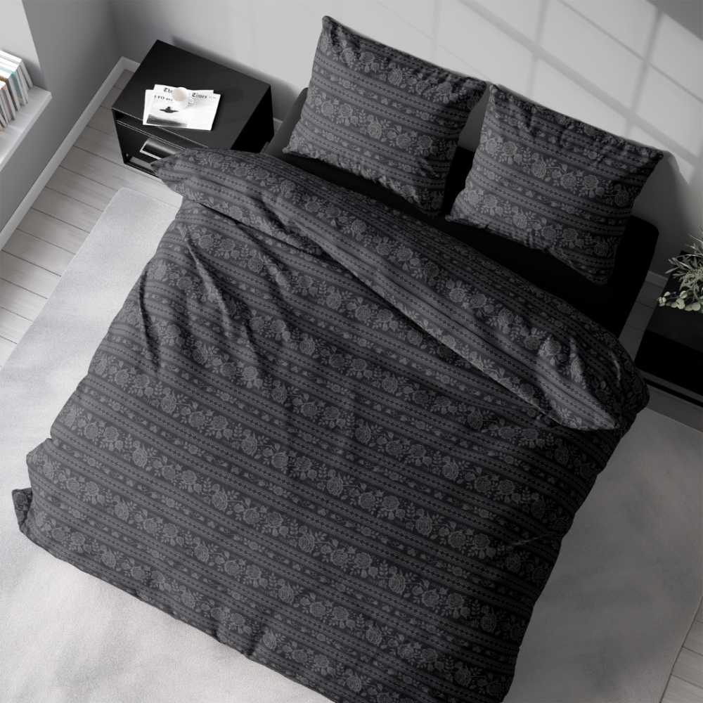 Voodipesu komplekt "Vitor Black". Puuvillane voodipesu, 140x200 cm, 200x200 cm, 200x220 cm