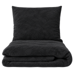 Plüüsvoodi komplekt "Minky Black". Ühevärviline voodipesu, 200x220 cm. Must plüüsist voodipesukomplekt elegantse ja sügava tooniga.