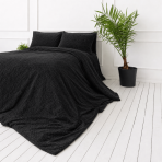 Plüüsvoodi komplekt "Minky Black". Ühevärviline voodipesu, 200x220 cm. Tume üleni must plüüsist voodipesukomplekt.