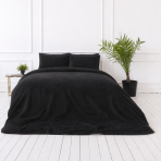 Plüüsvoodi komplekt "Minky Black". Ühevärviline voodipesu, 200x220 cm. Pehme ja soe must plüüsist voodipesu kaasaegsesse magamistuppa.