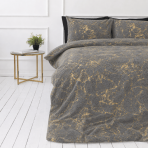 Plüüsvoodi komplekt "Minky Gilded Grey". Plüüs voodipesu, 200x220 cm. Tumehall voodipesu ebakorrapäraste kuldsete marmorit meenutavate joontega.