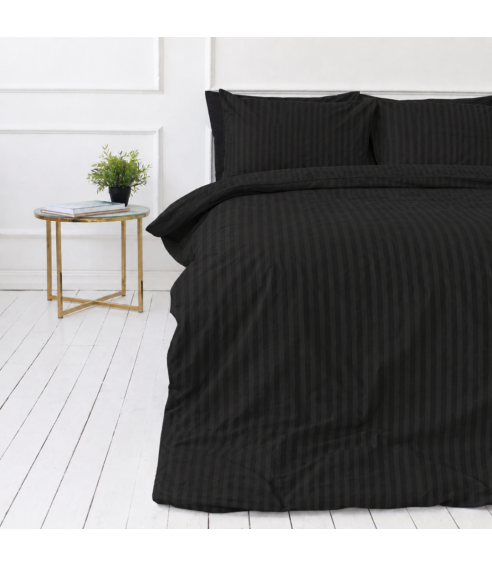 Premium satiinist voodipesu komplekt "Black Stripe Sateen“. Satiinist voodipesu