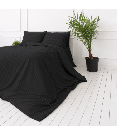 Premium satiinist voodipesu komplekt "Black Stripe Sateen“. Satiinist voodipesu