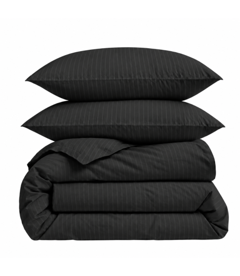 Premium satiinist voodipesu komplekt "Black Stripe Sateen“. Satiinist voodipesu