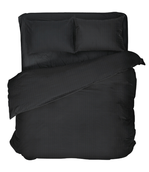 Premium satiinist voodipesu komplekt "Black Stripe Satin“. Satiinist voodipesu
