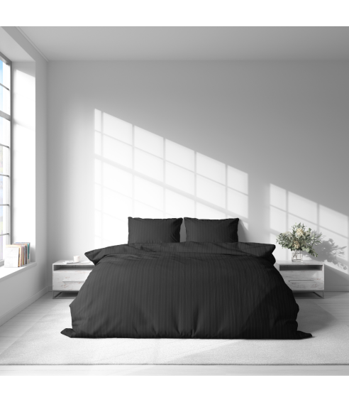 Premium satiinist voodipesu komplekt "Black Stripe Satin“. Satiinist voodipesu