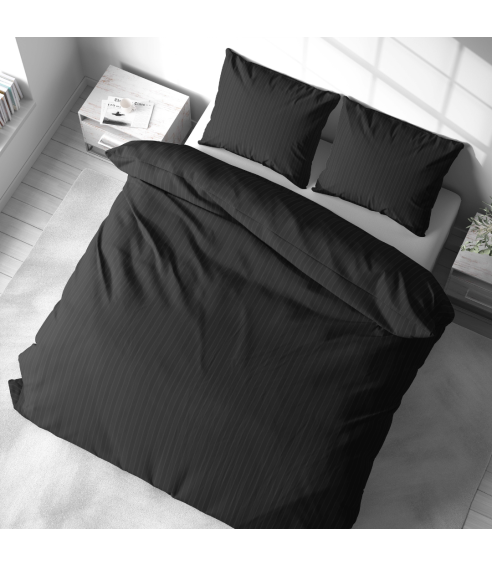 Premium satiinist voodipesu komplekt "Black Stripe Satin“. Satiinist voodipesu